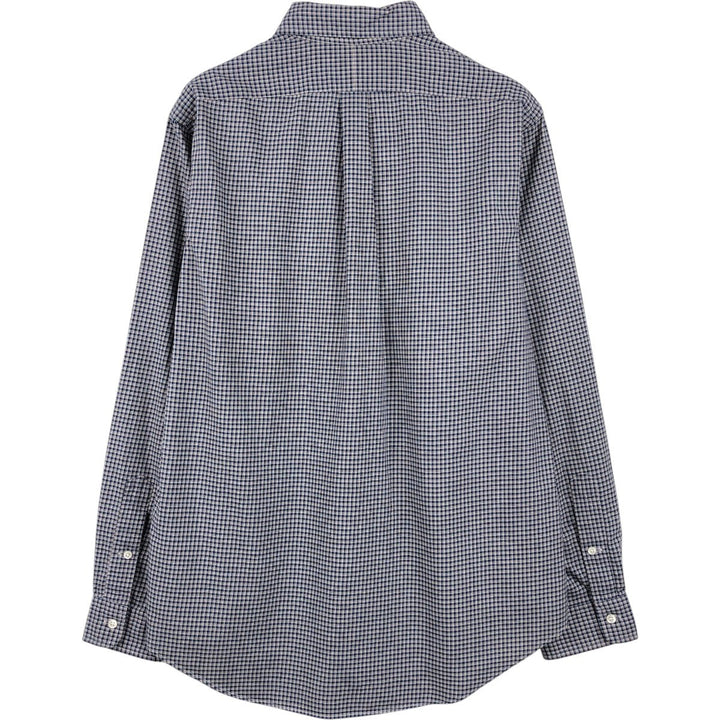 Ralph Lauren long sleeve button down check shirt, men's size L cotton navy blue type Vintage Second Hand