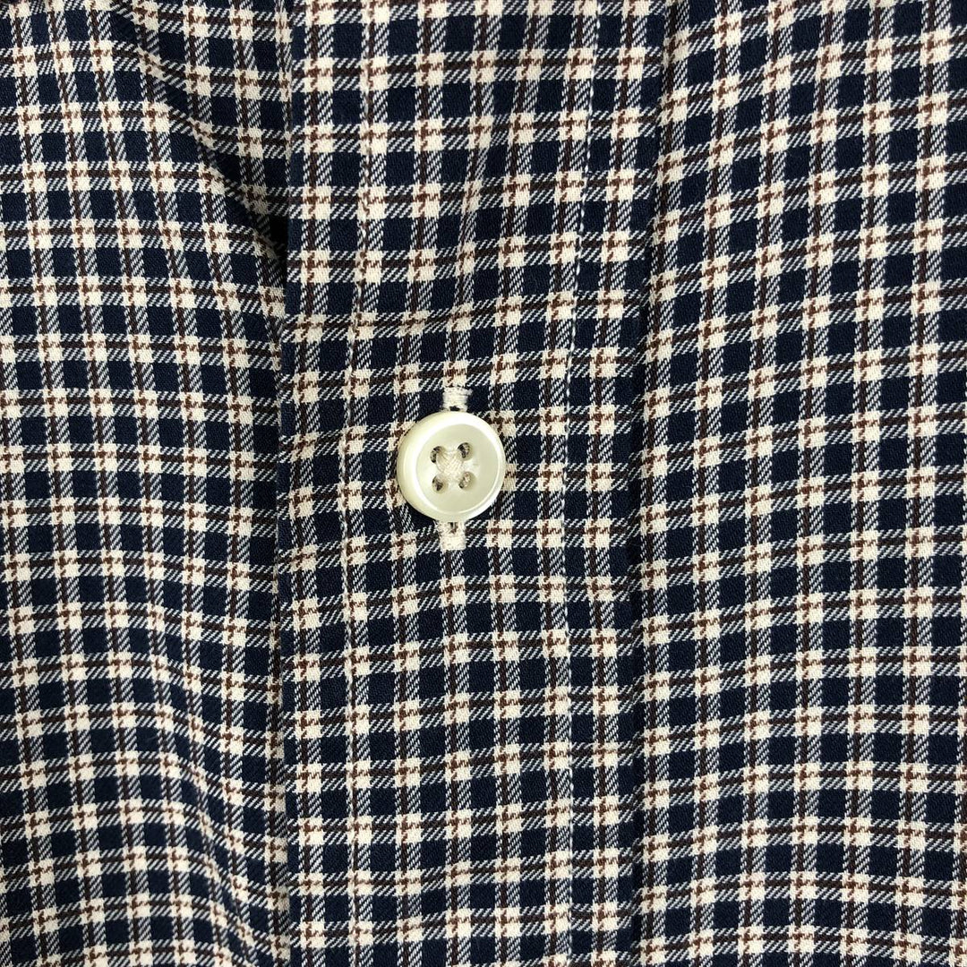Ralph Lauren long sleeve button down check shirt, men's size L cotton navy blue type Vintage Second Hand