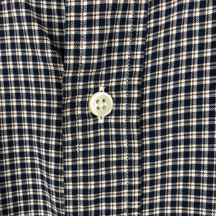 Ralph Lauren long sleeve button down check shirt, men's size L cotton navy blue type Vintage Second Hand