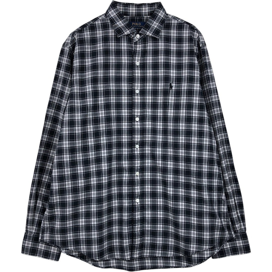 Ralph Lauren POLO RALPH LAUREN Long Sleeve Cotton Check Shirt Men's XL cotton black type Vintage Second Hand