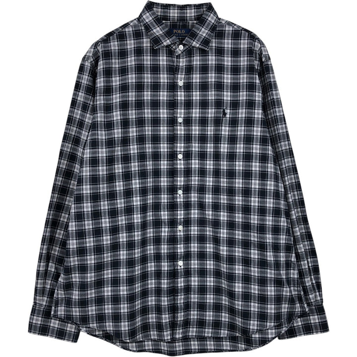 Ralph Lauren POLO RALPH LAUREN Long Sleeve Cotton Check Shirt Men's XL cotton black type Vintage Second Hand