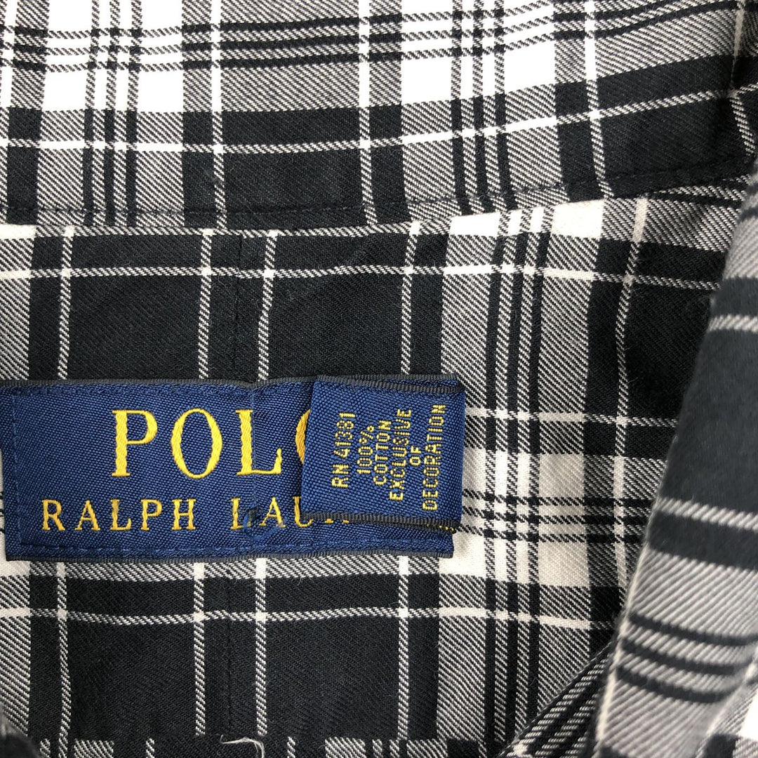 Ralph Lauren POLO RALPH LAUREN Long Sleeve Cotton Check Shirt Men's XL cotton black type Vintage Second Hand