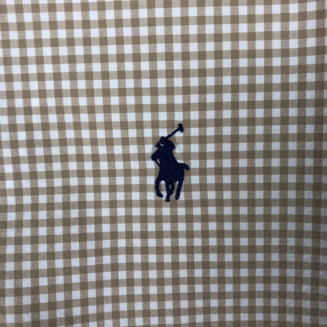 Ralph Lauren POLO RALPH LAUREN CLASSIC FIT Gingham Check Long Sleeve Button-Down Check Shirt, Men's Size L (approx.) cotton Beige type Vintage Second Hand