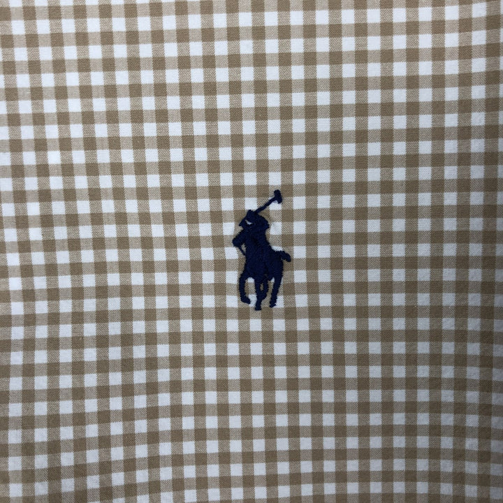 Ralph Lauren POLO RALPH LAUREN CLASSIC FIT Gingham Check Long Sleeve Button-Down Check Shirt, Men's Size L (approx.) cotton Beige type Vintage Second Hand