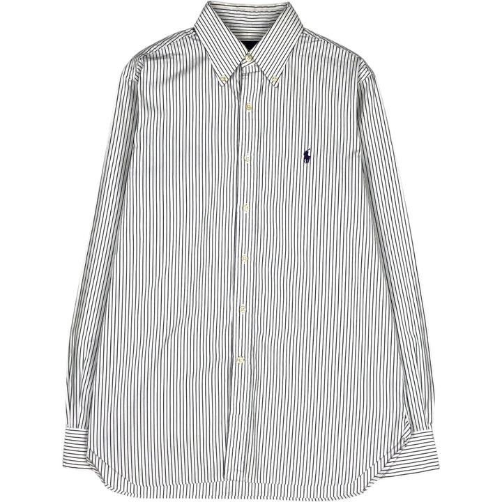 Ralph Lauren long sleeve button down striped shirt, men's size M cotton white type Vintage Second Hand
