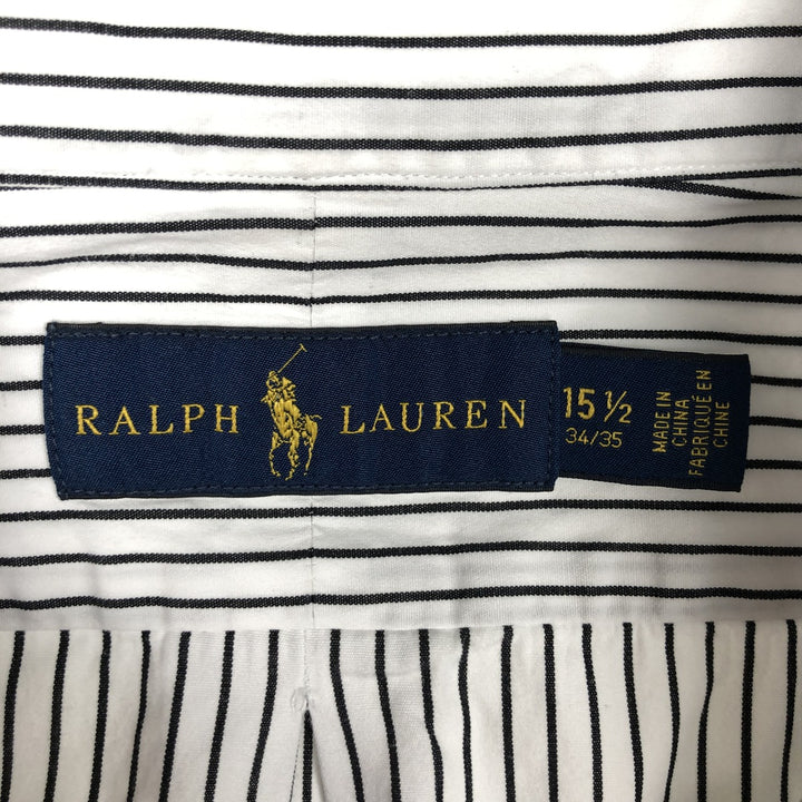 Ralph Lauren long sleeve button down striped shirt, men's size M cotton white type Vintage Second Hand
