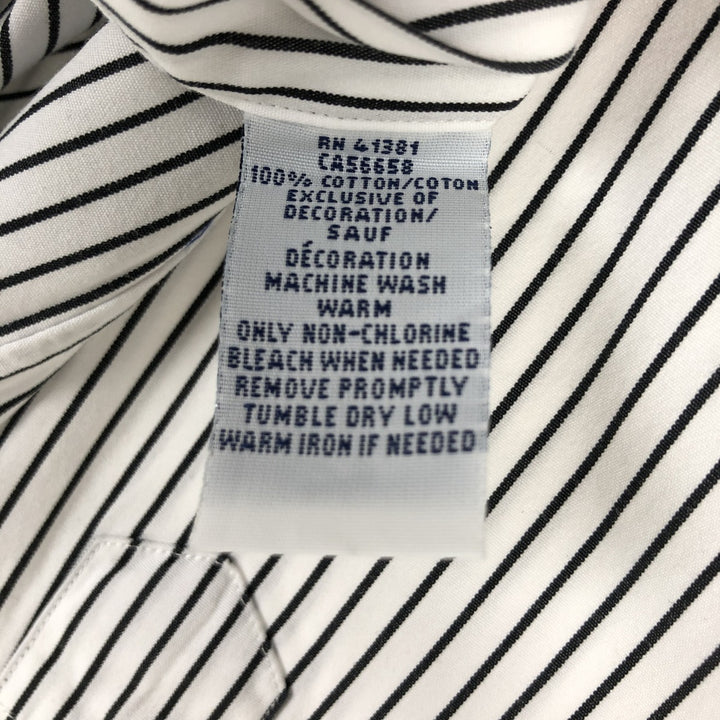 Ralph Lauren long sleeve button down striped shirt, men's size M cotton white type Vintage Second Hand