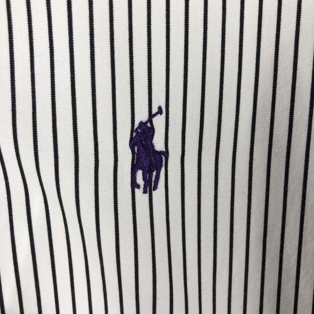 Ralph Lauren long sleeve button down striped shirt, men's size M cotton white type Vintage Second Hand