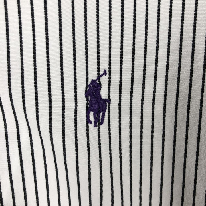 Ralph Lauren long sleeve button down striped shirt, men's size M cotton white type Vintage Second Hand