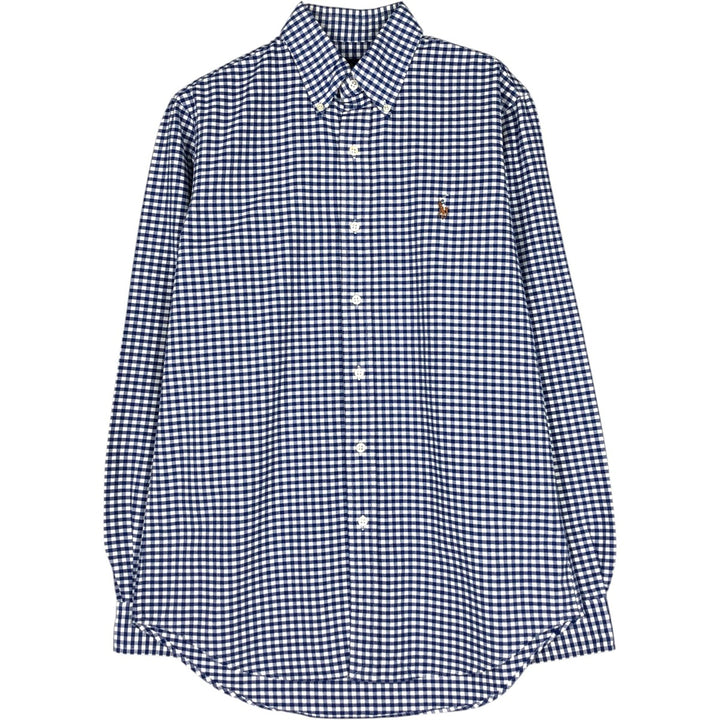 Ralph Lauren gingham check long sleeve button-down check shirt, men's size S cotton blue type Vintage Second Hand