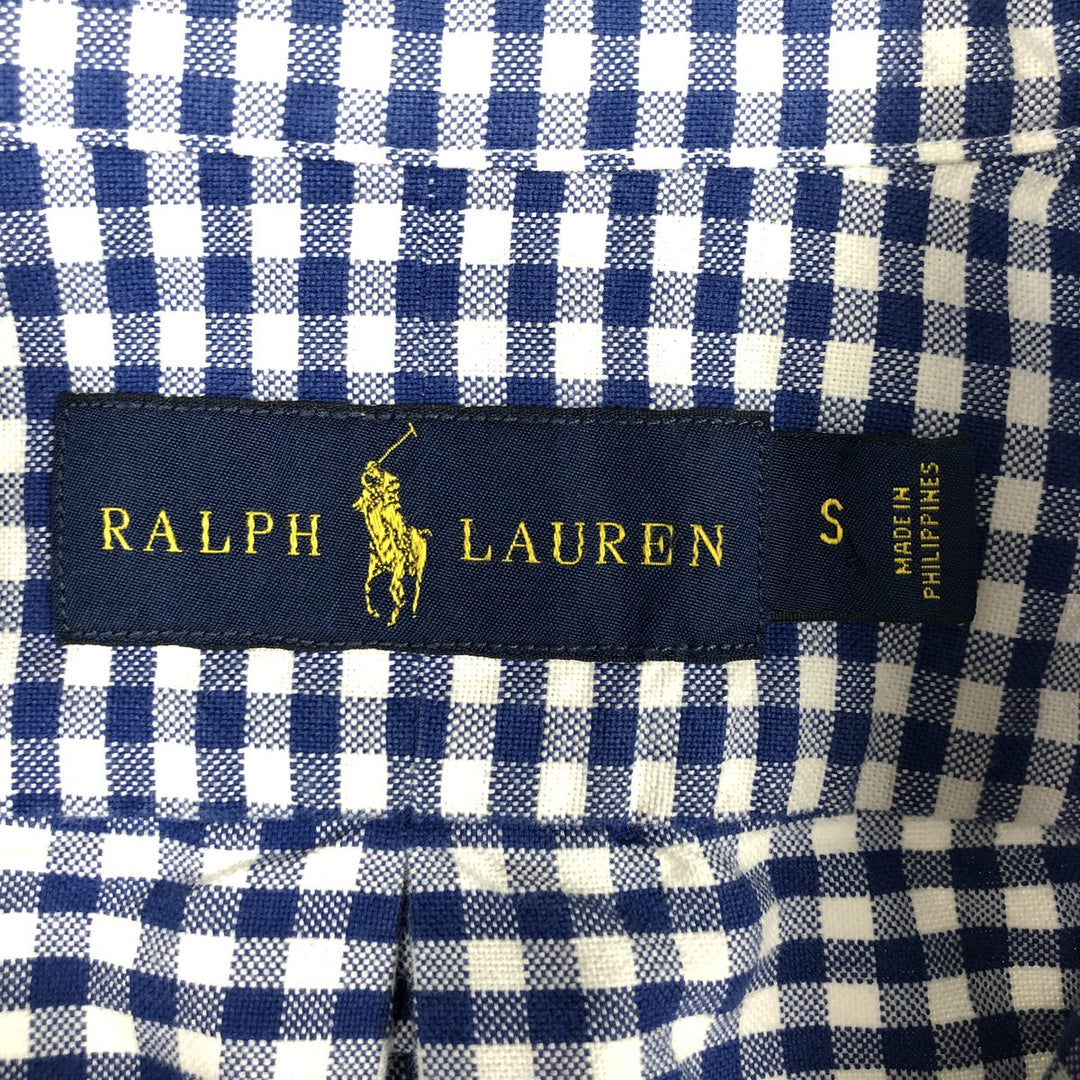 Ralph Lauren gingham check long sleeve button-down check shirt, men's size S cotton blue type Vintage Second Hand