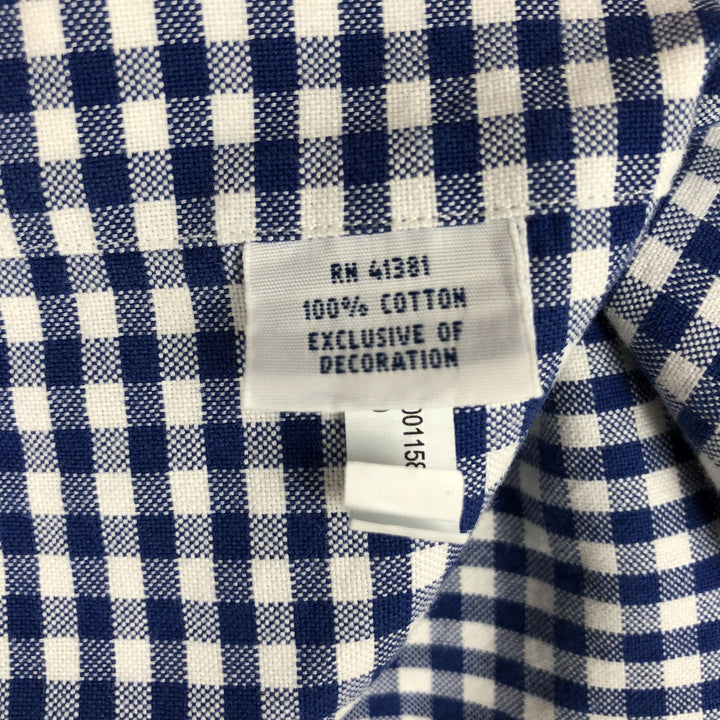 Ralph Lauren gingham check long sleeve button-down check shirt, men's size S cotton blue type Vintage Second Hand
