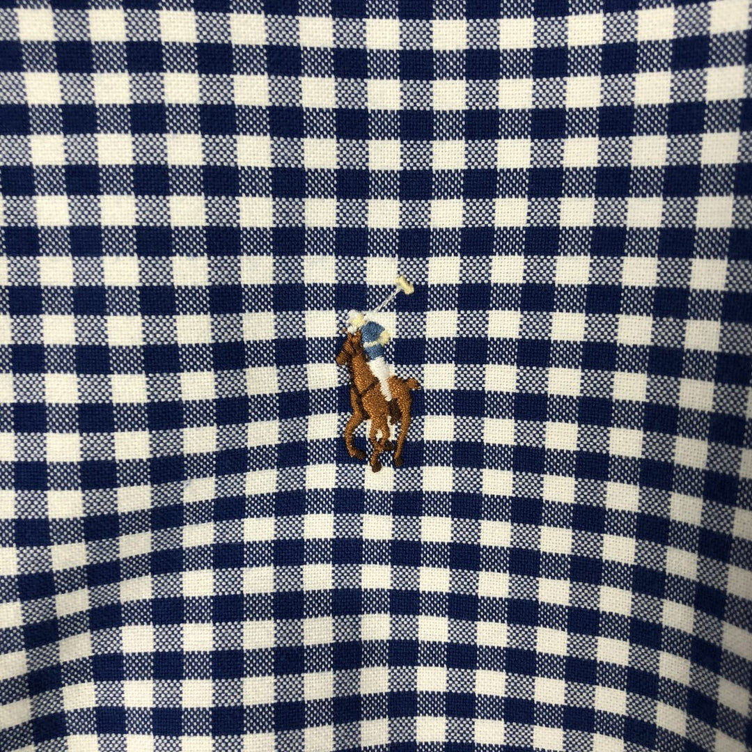 Ralph Lauren gingham check long sleeve button-down check shirt, men's size S cotton blue type Vintage Second Hand