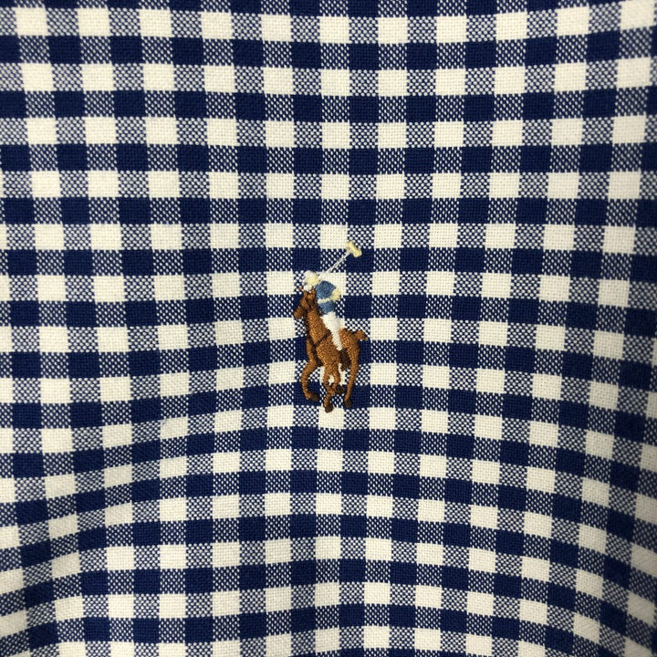 Ralph Lauren gingham check long sleeve button-down check shirt, men's size S cotton blue type Vintage Second Hand