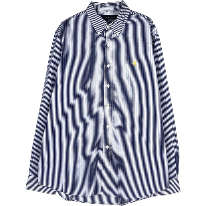 Ralph Lauren long sleeve button down striped shirt, men's XL size cotton blue type Vintage Second Hand