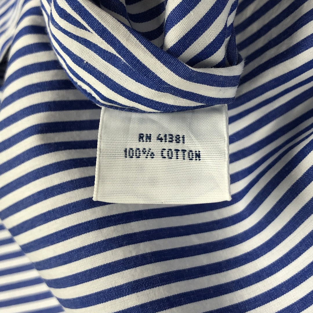 Ralph Lauren long sleeve button down striped shirt, men's XL size cotton blue type Vintage Second Hand