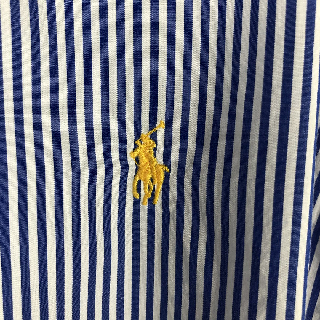 Ralph Lauren long sleeve button down striped shirt, men's XL size cotton blue type Vintage Second Hand