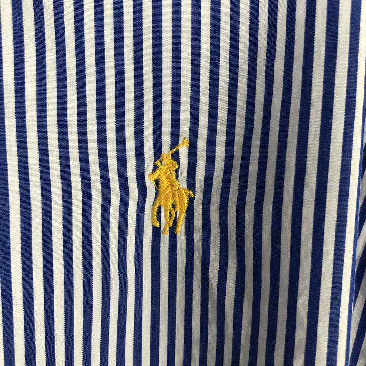 Ralph Lauren long sleeve button down striped shirt, men's XL size cotton blue type Vintage Second Hand