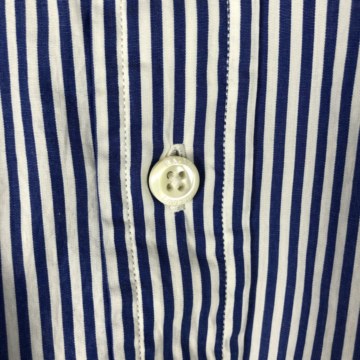 Ralph Lauren long sleeve button down striped shirt, men's XL size cotton blue type Vintage Second Hand