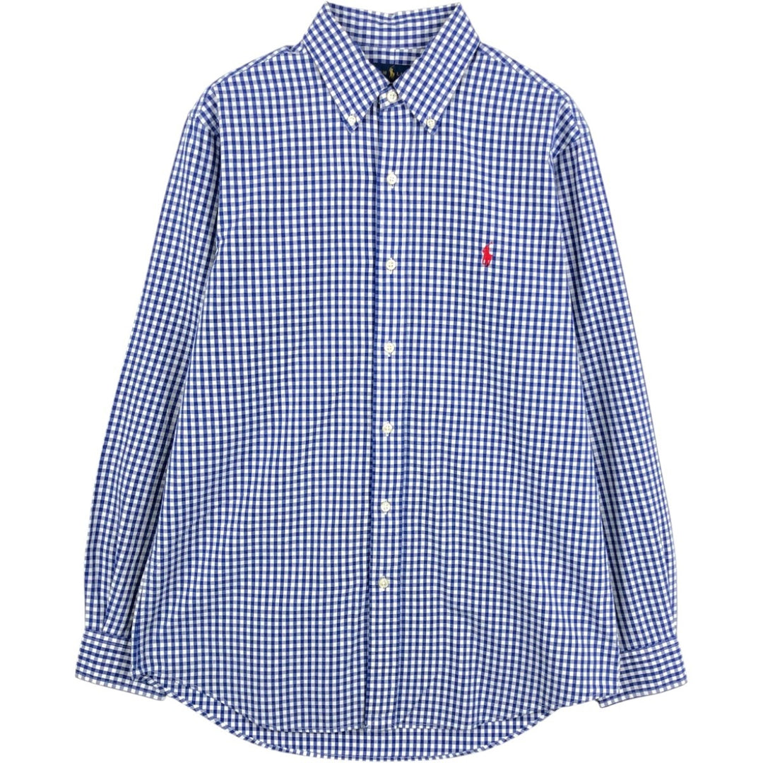 Ralph Lauren Classic Fit Gingham Check Long Sleeve Button Down Check Shirt Men's M cotton white type Vintage Second Hand