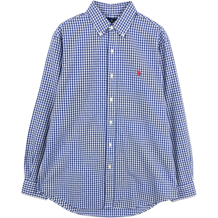 Ralph Lauren Classic Fit Gingham Check Long Sleeve Button Down Check Shirt Men's M cotton white type Vintage Second Hand
