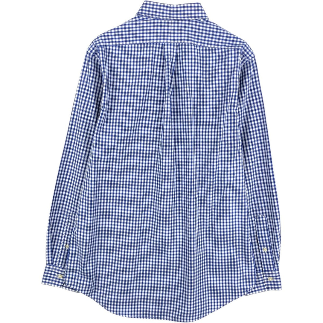 Ralph Lauren Classic Fit Gingham Check Long Sleeve Button Down Check Shirt Men's M cotton white type Vintage Second Hand
