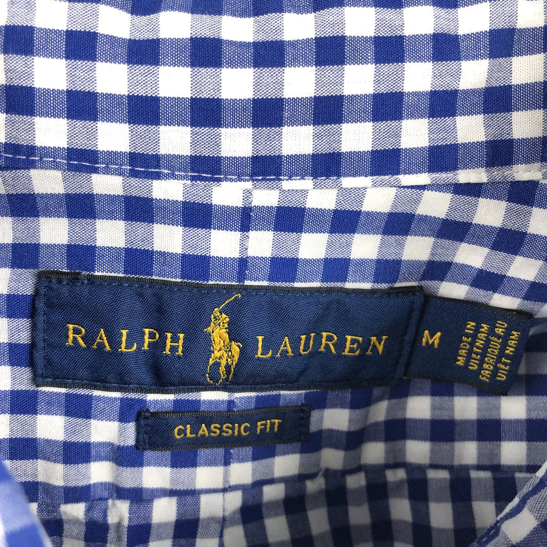 Ralph Lauren Classic Fit Gingham Check Long Sleeve Button Down Check Shirt Men's M cotton white type Vintage Second Hand