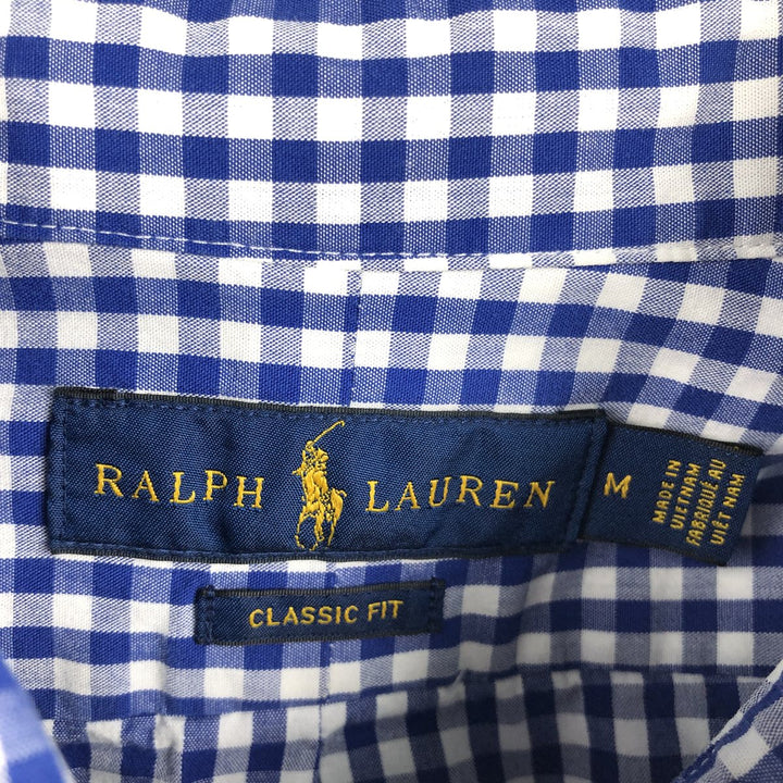 Ralph Lauren Classic Fit Gingham Check Long Sleeve Button Down Check Shirt Men's M cotton white type Vintage Second Hand