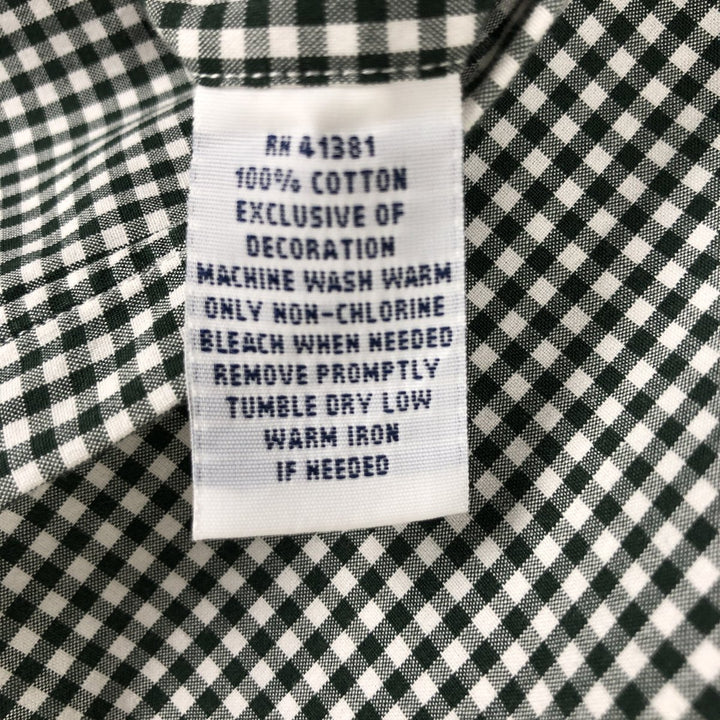 Ralph Lauren Gingham Check Long Sleeve Button-Down Check Shirt, Men's M Size cotton Green type dark green Vintage Second Hand