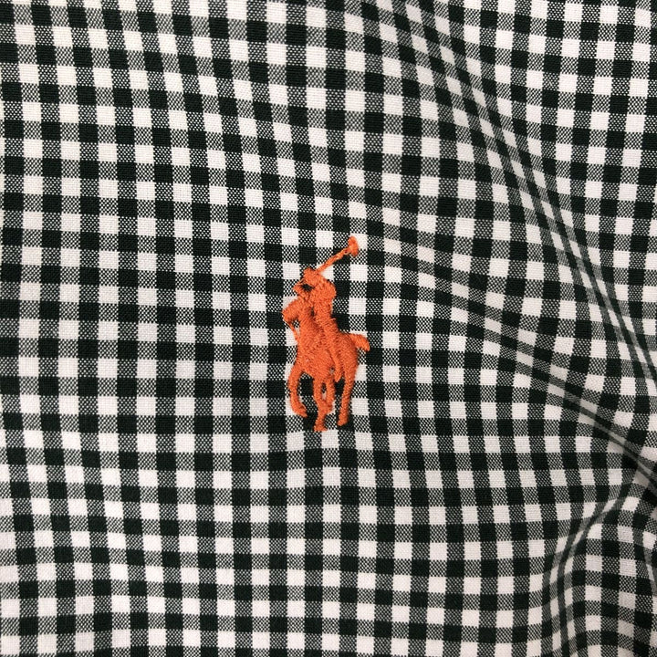 Ralph Lauren Gingham Check Long Sleeve Button-Down Check Shirt, Men's M Size cotton Green type dark green Vintage Second Hand