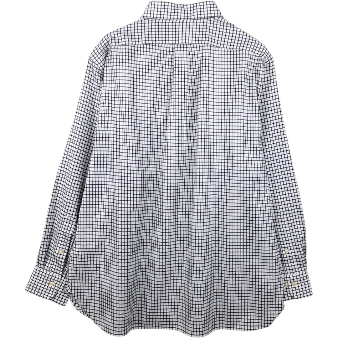 Ralph Lauren EASY CARE Long-Sleeve Button-Down Check Shirt, Men's Size XL (approx.) cotton white type Vintage Second Hand