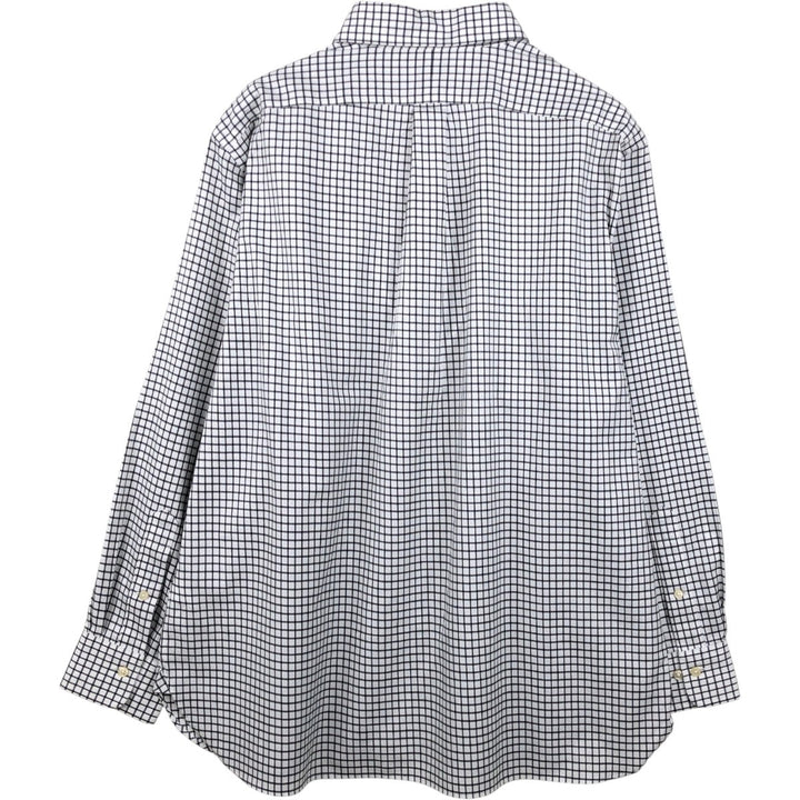 Ralph Lauren EASY CARE Long-Sleeve Button-Down Check Shirt, Men's Size XL (approx.) cotton white type Vintage Second Hand