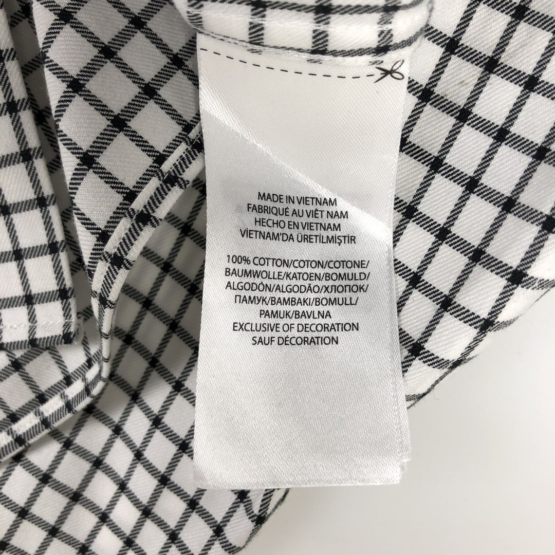 Ralph Lauren EASY CARE Long-Sleeve Button-Down Check Shirt, Men's Size XL (approx.) cotton white type Vintage Second Hand