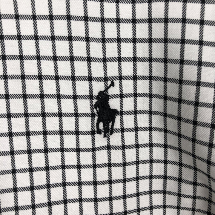 Ralph Lauren EASY CARE Long-Sleeve Button-Down Check Shirt, Men's Size XL (approx.) cotton white type Vintage Second Hand
