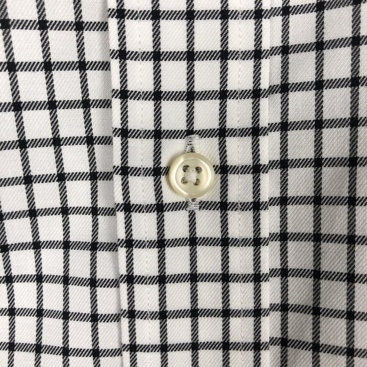 Ralph Lauren EASY CARE Long-Sleeve Button-Down Check Shirt, Men's Size XL (approx.) cotton white type Vintage Second Hand