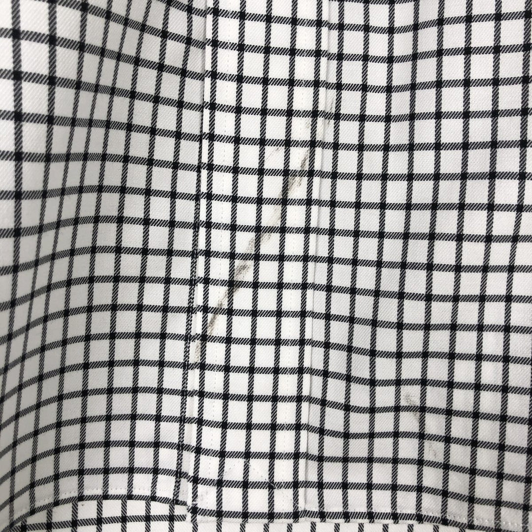 Ralph Lauren EASY CARE Long-Sleeve Button-Down Check Shirt, Men's Size XL (approx.) cotton white type Vintage Second Hand