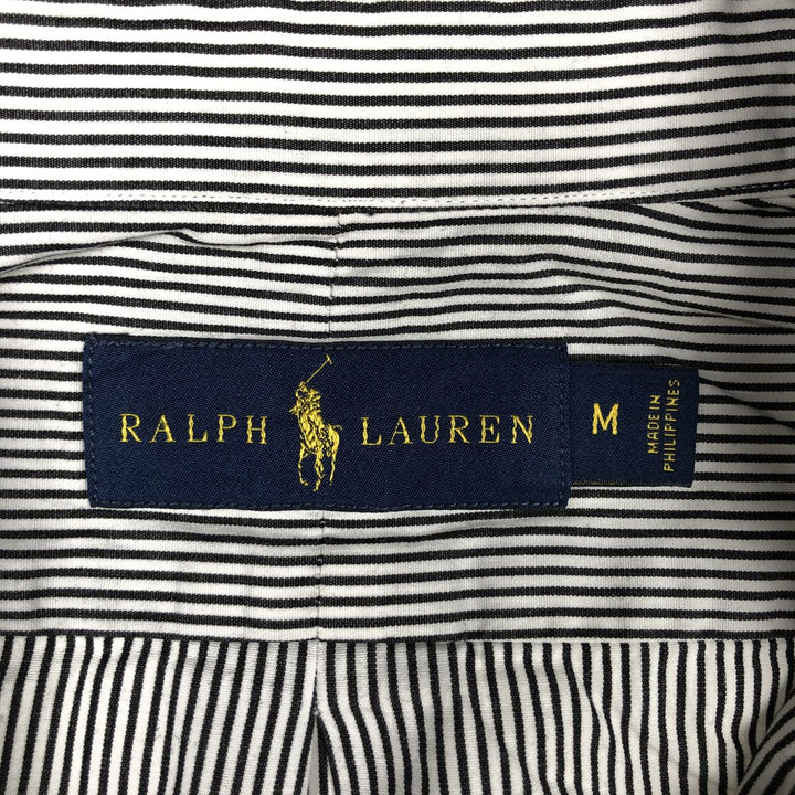 Ralph Lauren long sleeve button down striped shirt, men's size M cotton black type Vintage Second Hand