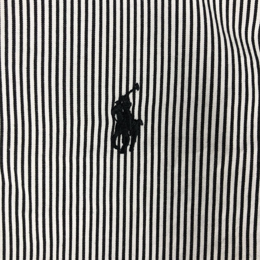 Ralph Lauren long sleeve button down striped shirt, men's size M cotton black type Vintage Second Hand