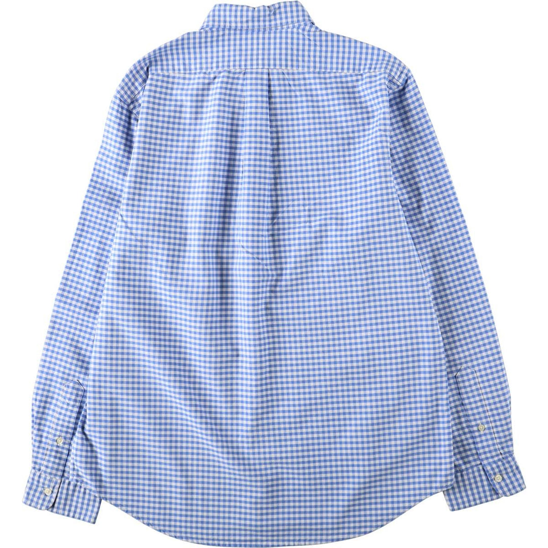 Ralph Lauren Gingham Check Long Sleeve Button-Down Check Shirt, Men's Size L cotton Blue type light blue Vintage Second Hand