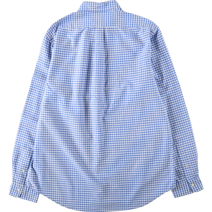 Ralph Lauren Gingham Check Long Sleeve Button-Down Check Shirt, Men's Size L cotton Blue type light blue Vintage Second Hand