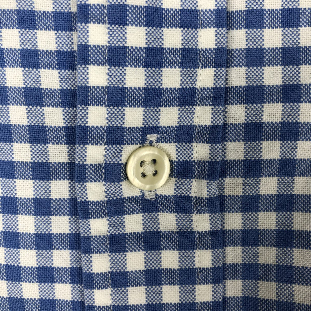 Ralph Lauren Gingham Check Long Sleeve Button-Down Check Shirt, Men's Size L cotton Blue type light blue Vintage Second Hand