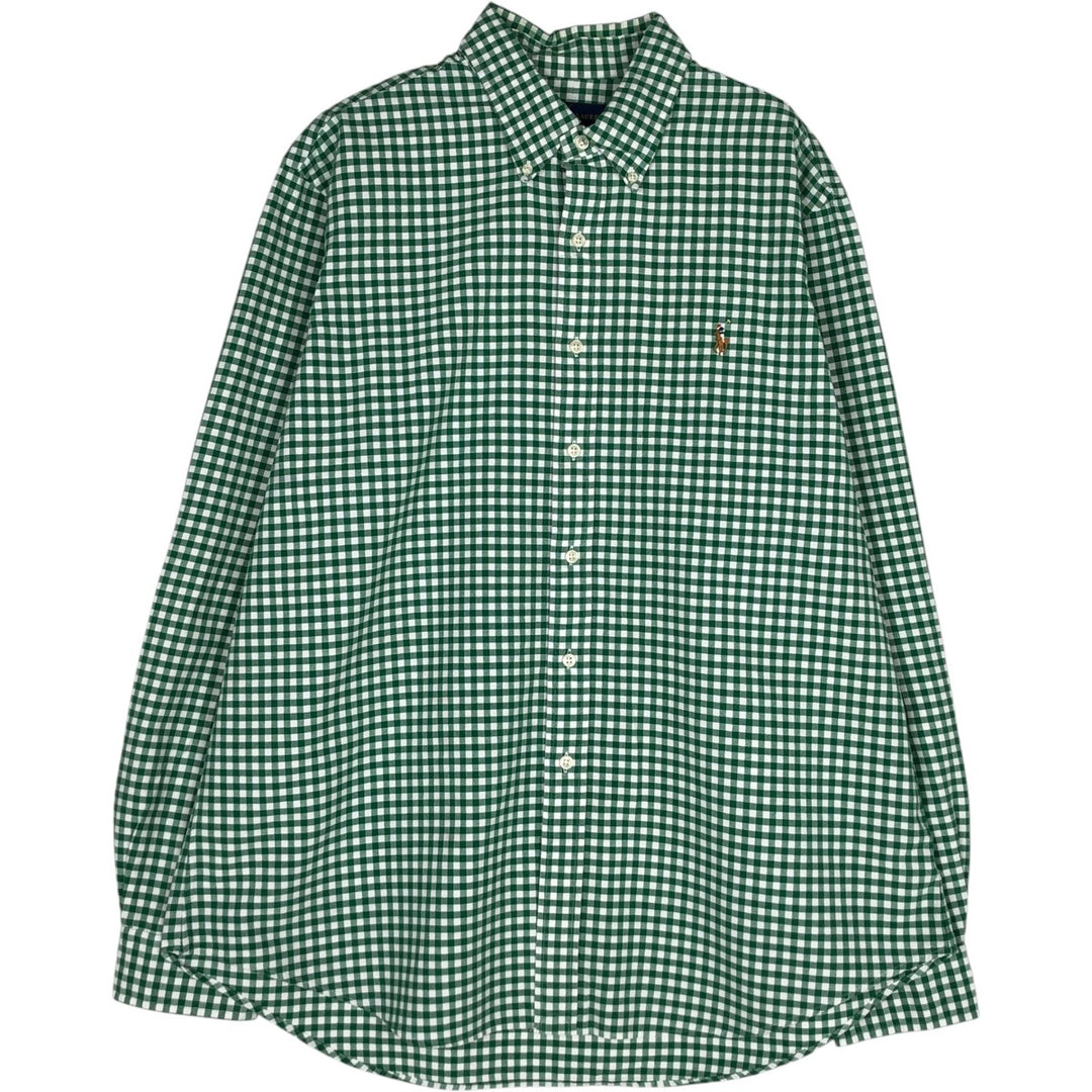 Ralph Lauren Gingham Check Long Sleeve Button-Down Check Shirt Men's XL cotton green type Vintage Second Hand