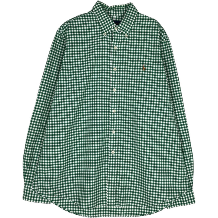 Ralph Lauren Gingham Check Long Sleeve Button-Down Check Shirt Men's XL cotton green type Vintage Second Hand