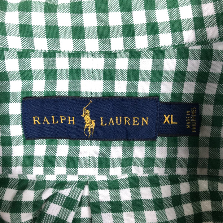 Ralph Lauren Gingham Check Long Sleeve Button-Down Check Shirt Men's XL cotton green type Vintage Second Hand