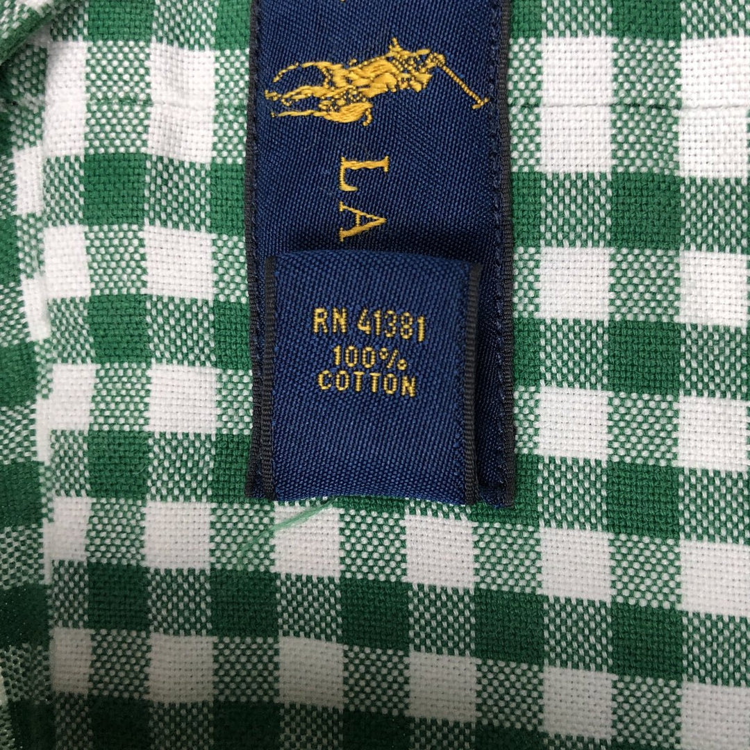 Ralph Lauren Gingham Check Long Sleeve Button-Down Check Shirt Men's XL cotton green type Vintage Second Hand