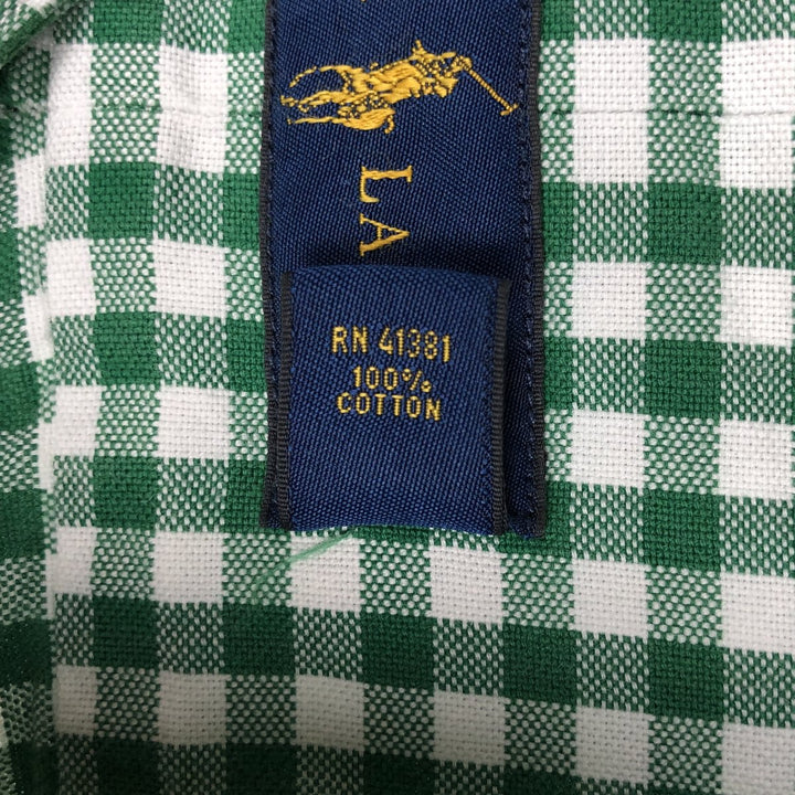 Ralph Lauren Gingham Check Long Sleeve Button-Down Check Shirt Men's XL cotton green type Vintage Second Hand