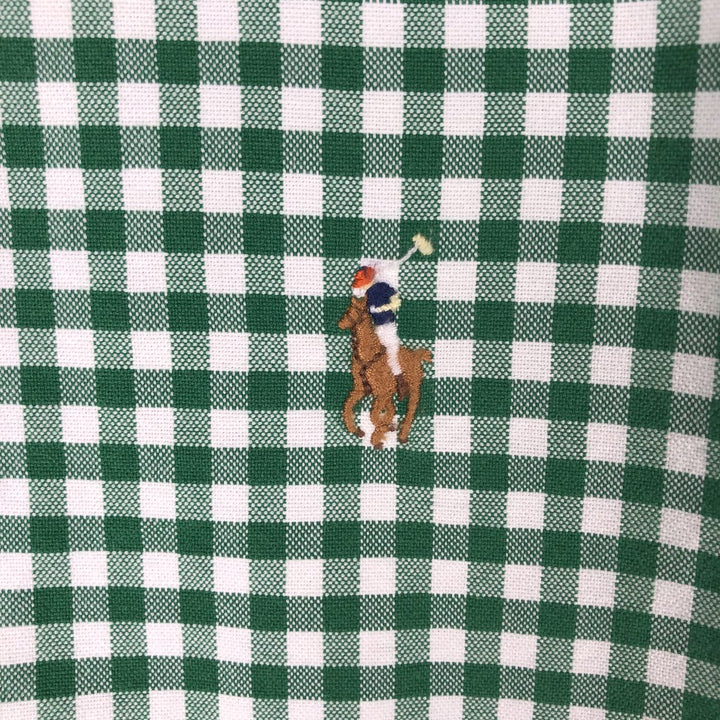 Ralph Lauren Gingham Check Long Sleeve Button-Down Check Shirt Men's XL cotton green type Vintage Second Hand