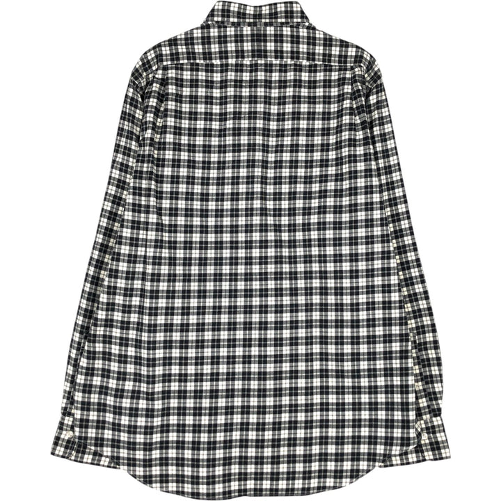Ralph Lauren POLO RALPH LAUREN wide collar long sleeve cotton check shirt, men's size L cotton black type Vintage Second Hand