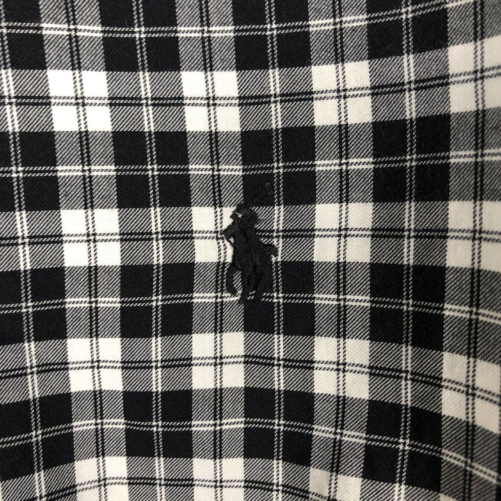 Ralph Lauren POLO RALPH LAUREN wide collar long sleeve cotton check shirt, men's size L cotton black type Vintage Second Hand