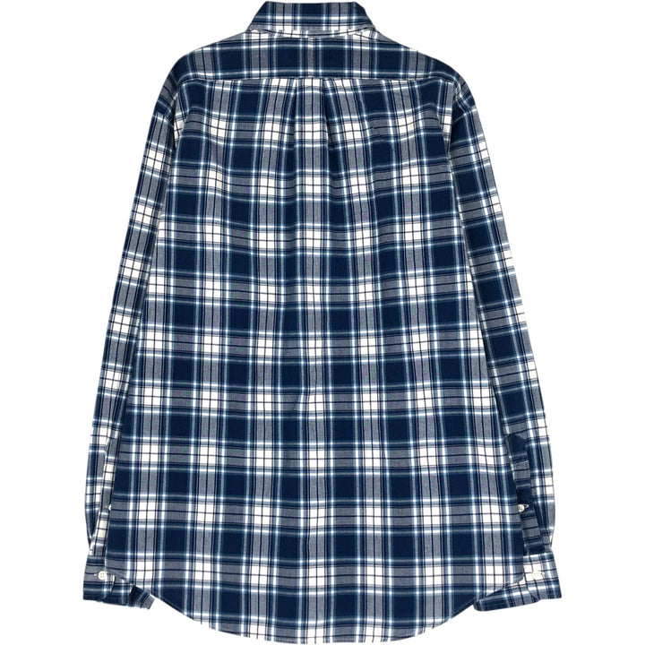 Ralph Lauren Indigo Oxford Long Sleeve Button-Down Check Shirt, Men's Size L cotton navy blue type Vintage Second Hand